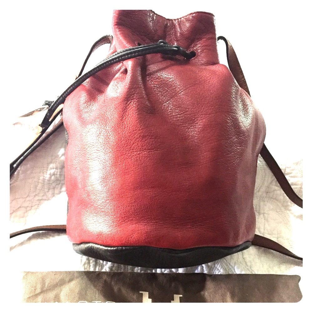 Halston heritage bucket leather bag